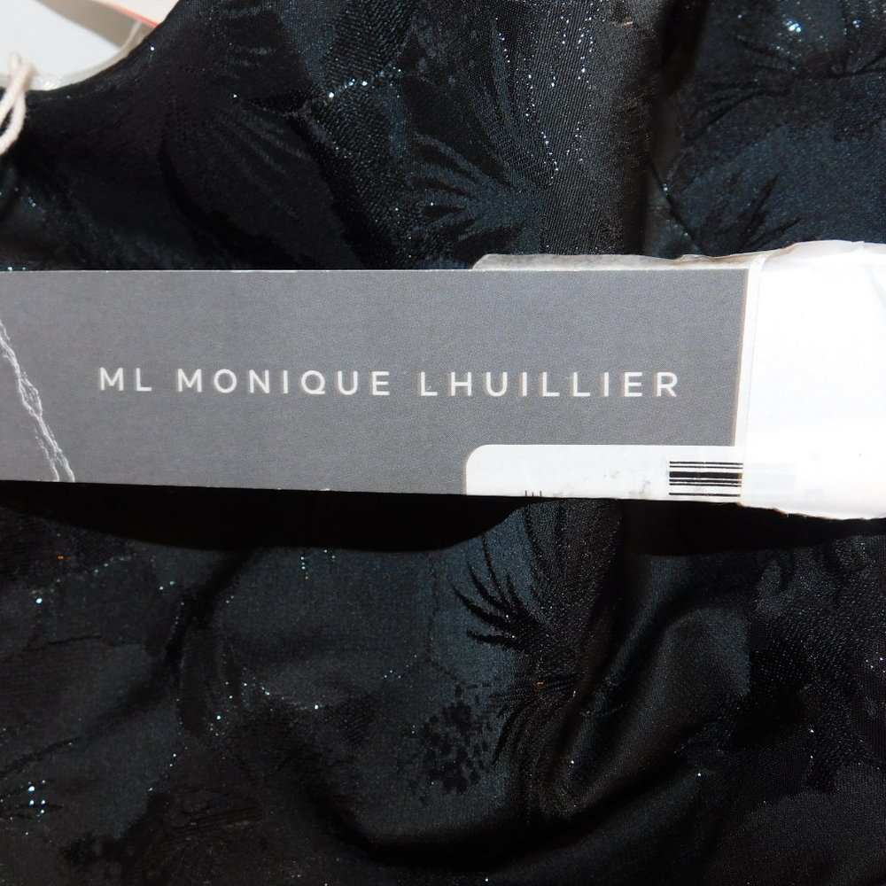 ML Monique Lhuillier Strapless Floral Jacquard Peplum Gown - Picture 13 of 16